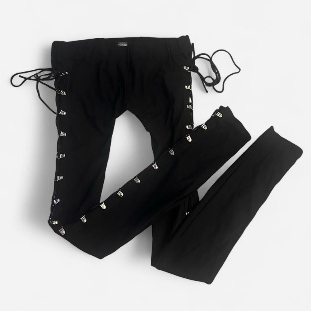 Y2K Low Rise Black Lace-Up Pants